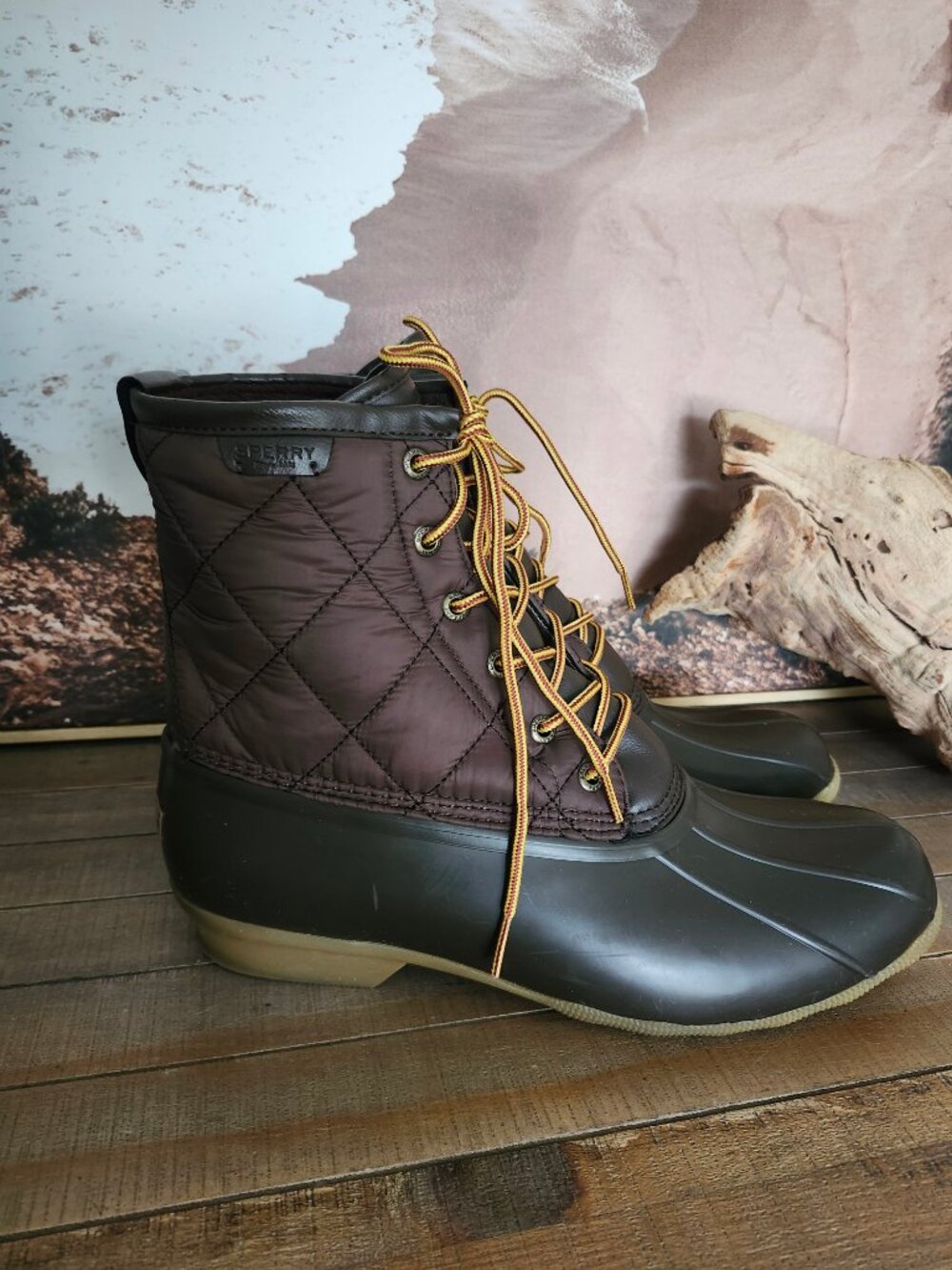 SPERRY Top-Sider Saltwater Quilted Nylon Duck Boots Brown Men's 11.5
